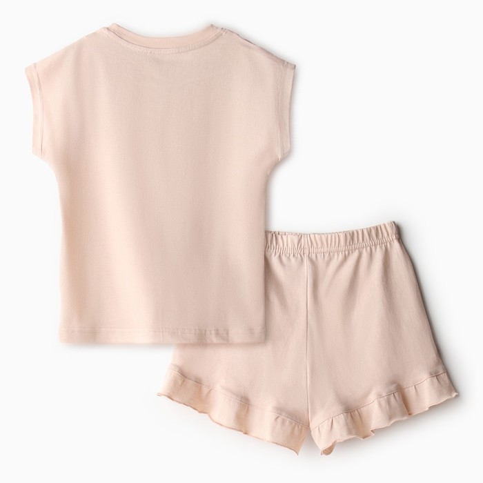 Пижама для девочки (футболка и шорты) MINAKU, цвет бежевый, рост 134 см Пижама для девочки (футболка и шорты) MINAKU, цвет бежевый, рост 134 см