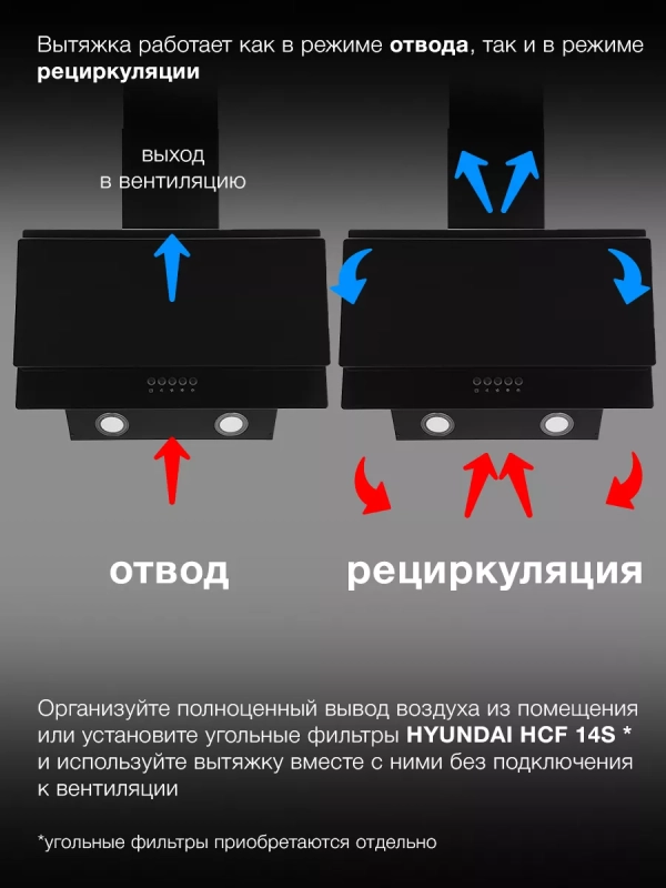 Вытяжка каминная HGH 6830 BG черный