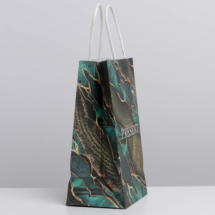 Пакет подарочный крафтовый, упаковка, &laquo;Мрамор&raquo;, 12 х 21 х 9 см