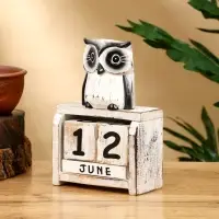 Календарь настольный "Совенок" дерево 11х5х16 см, цв. чёрно-белый