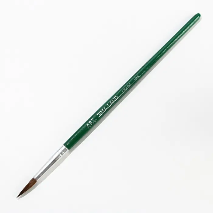 Кисть для рисования из волоса пони круглая № 6 (диаметр обоймы 4 мм; длина ворса 17 мм)