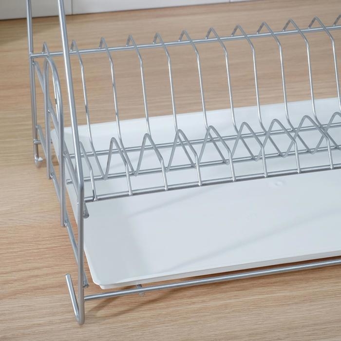Сушилка для посуды с поддоном 2-х ярусная, 24&times;40&times;38 см, цвет хром