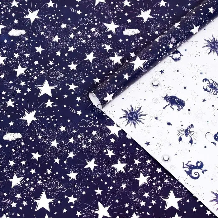 Бумага упаковочная глянцевая двухсторонняя &laquo;Небесные истории&raquo;, 0.5&times;0.7 м,80 г/м