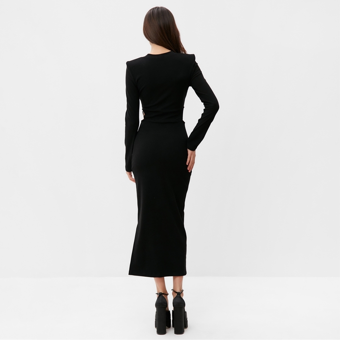 Платье женское с разрезами на талии MIST, р.46, черный Платье женское с разрезами на талии MIST, р.46, черный