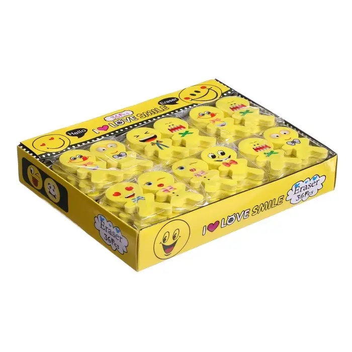 Набор фигурных ластиков "Смайл", 2 штуки, в блистере, МИКС