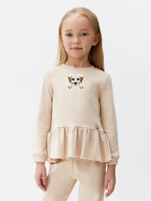 Термоаппликация &laquo;Собака с лапками&raquo;, 4.8&times;4.3 см, бежевая