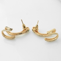 Серьги со стразами «Змея» изогнутая, цвет белый в золоте Серьги со стразами «Змея» изогнутая, цвет белый в золоте