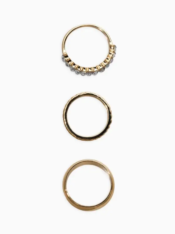 Набор колец 3 шт "Новый стиль" дорожка, размер МИКС, цвет белый в золоте