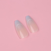 Накладные ногти &laquo;French&raquo;, 24 шт, с клеевыми пластинами, форма миндаль, цвет бежевый/голубой