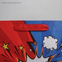 Пакет подарочный крафтовый вертикальный, упаковка, &laquo;Супер герой&raquo;, ML 23 х 27 х 11.5 см
