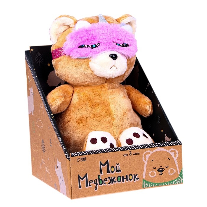 Мягкая игрушка &laquo;Мишка&raquo;, 23 &times; 15 см, в маске для сна