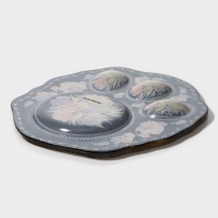 Подставка стеклянная для яиц Доляна &laquo;Жостовская роспись&raquo;, 3 ячейки, 21&times;18 см, цвет чёрный