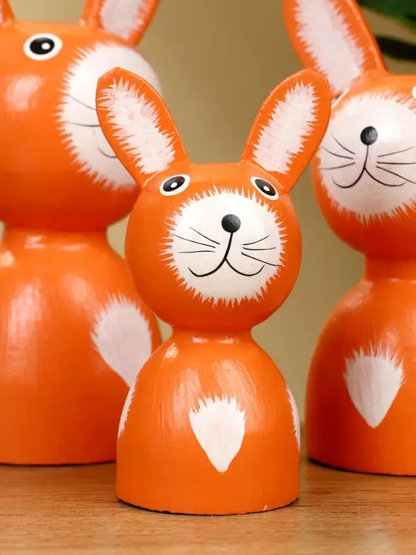 Набор сувенирный &laquo;Зайки&raquo;, h=15 см, h=13 см, h=10 см, дерево, оранжевый