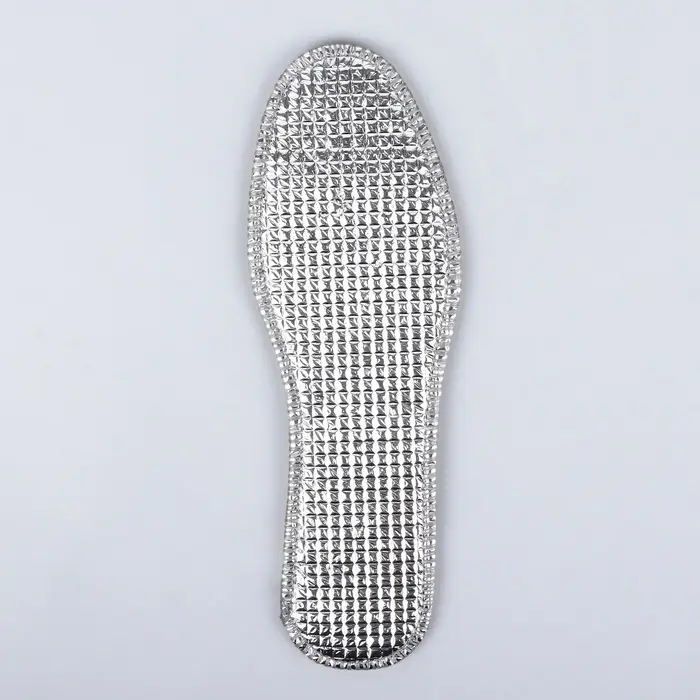 Стельки для обуви, утеплённые, двухслойные, фольгированные, окантовка, р-р RU 38 (р-р Пр-ля 40), 25 см, пара, серые