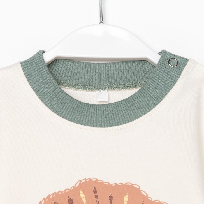 Свитшот детский, цвет молочный/зелёный, рост 98 см