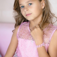 Браслет-пружинка детский &laquo;Выбражулька&raquo; цветочки хрустальные, цвет бело-розовый