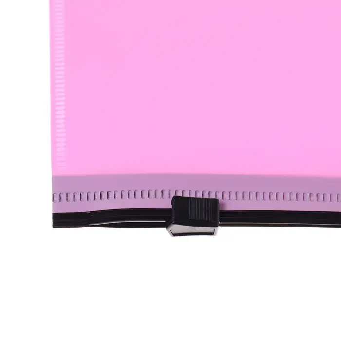 Папка-конверт на ZIP-молнии A5, 150 мкм, Calligrata Pastel, прозрачная, чёрная молния, коралловая