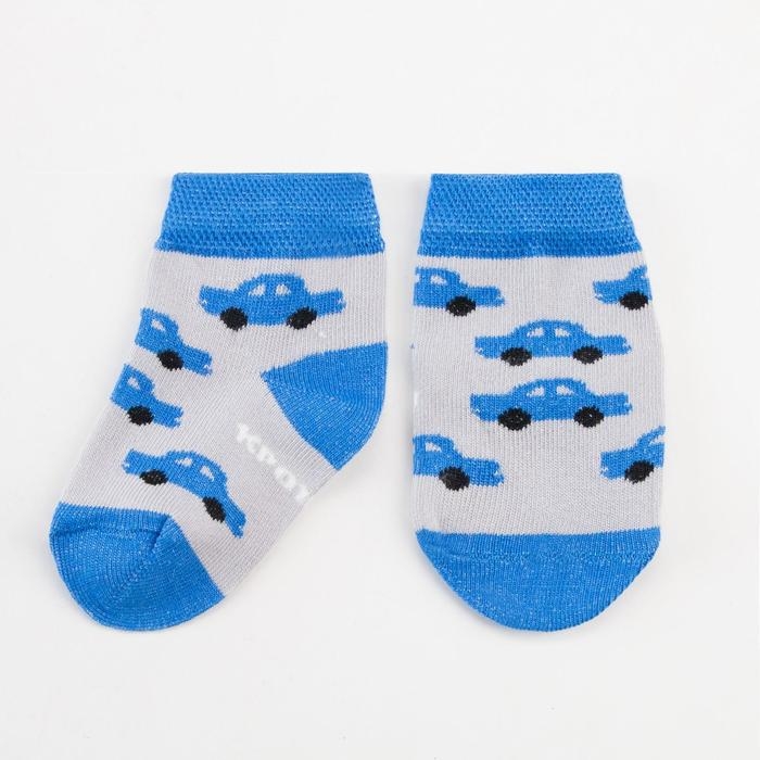 Носки детские Крошка Я &laquo;Машинки&raquo;, цвет серый, 8-10 см