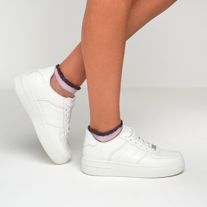 Носки женские стеклянные MINAKU цвет лиловый/белый, размер 36-37 (23 см)