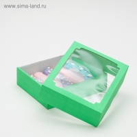 Коробка сборная, крышка-дно, с окном, мятная, 18 х 15 х 5 см