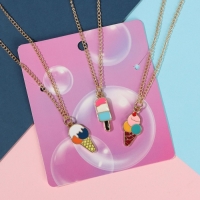 Кулоны &laquo;Неразлучники&raquo; виды мороженого, цветные в золоте, 45 см