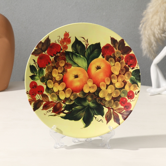 Тарелка декоративная &laquo;Фрукты&raquo;, с рисунком на холсте, D = 20 см