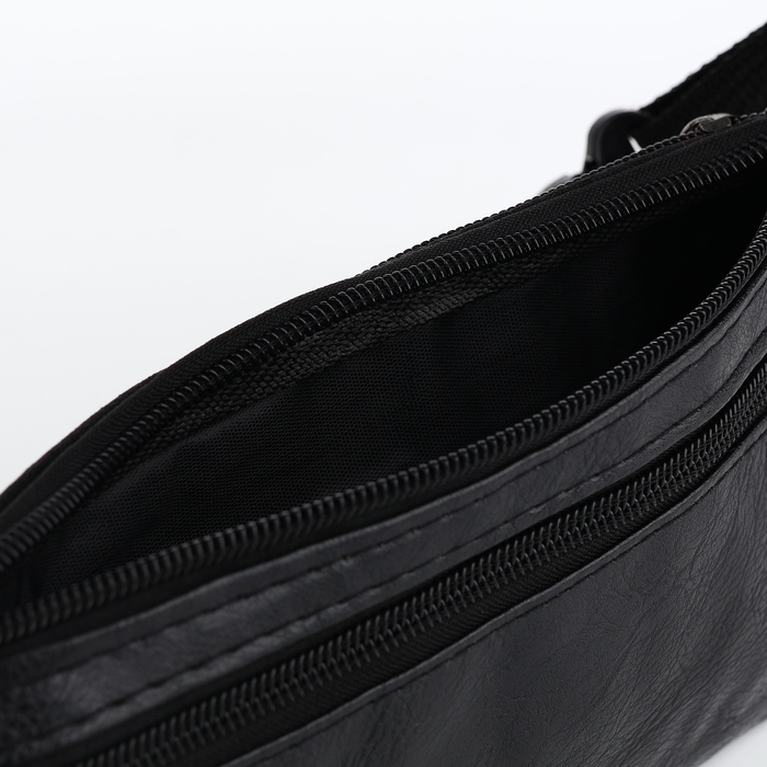 Поясная сумка на молнии, 2 наружных кармана, цвет чёрный Поясная сумка на молнии, 2 наружных кармана, цвет чёрный