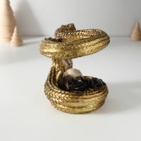 Сувенир полистоун "Змея с черепами и чёрными розами" 11,5х16х13 см