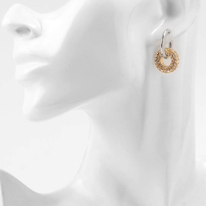 Серьги со съёмным элементом &laquo;Трансформер&raquo; круги, цвет серебро с золотом