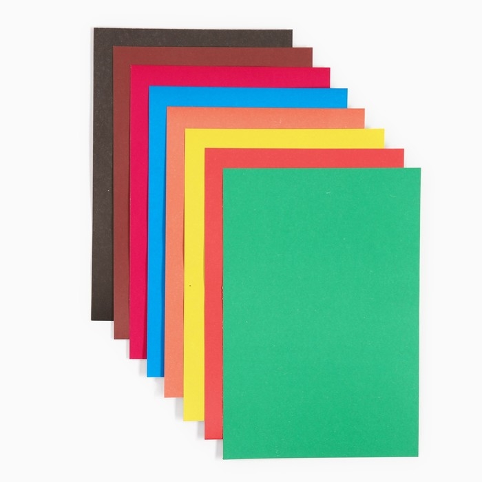 Картон цветной, А4, 8 листов, 8 цветов, немелованный, односторонний, в папке, 220 г/м&sup2;, Тачки