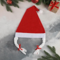 Колпак новогодний "Классика косы" 37х27 см, красный Колпак новогодний "Классика косы" 37х27 см, красный