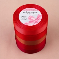 Набор атласных лент, 5 шт, размер 1 ленты: 20 мм &times; 23 &plusmn; 1 м, цвет красный спектр