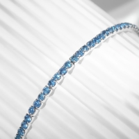 Браслет &laquo;Лёд&raquo; 1 ряд, цвет голубой в серебре, 7 см