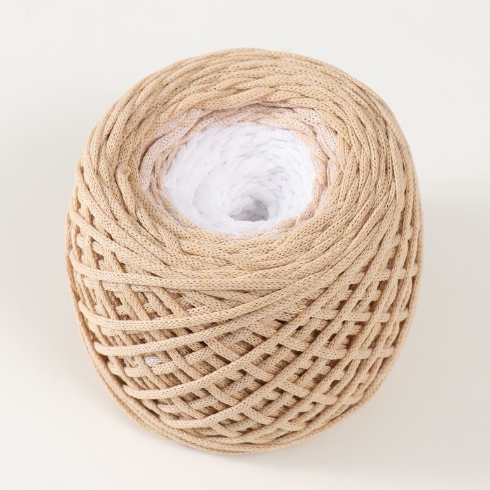 Хлопковый шнур 3 мм 220м/240&plusmn;5 гр Градиент "Лето" (печенье/белый)