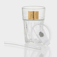 Стакан стеклянный с крышкой и трубочкой &laquo;Крона&raquo;, 400 мл