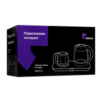 Чайный набор Kitfort КТ-6608, стекло, 1.7/1 л, 2200 Вт, регулировка t&deg;, дисплей, чёрный