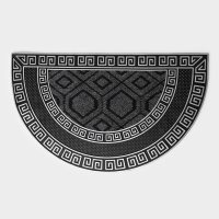 Коврик придверный полукруглый Доляна &laquo;Меандр&raquo;, 45&times;75 см, цвет серебряный