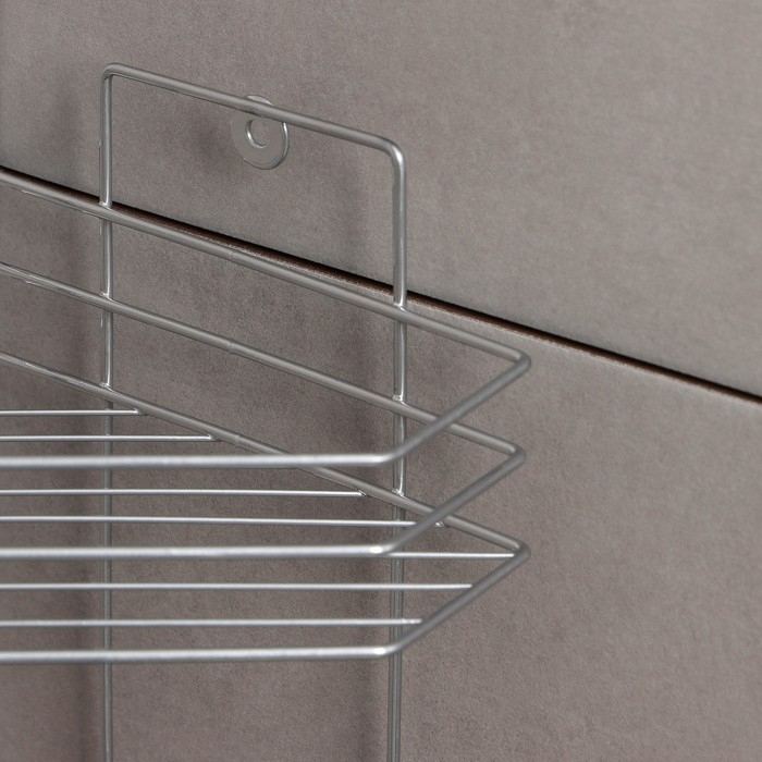 Полка угловая с мыльницей и вешалкой 2-х ярусная, 25,5&times;42,5 см, цвет хром