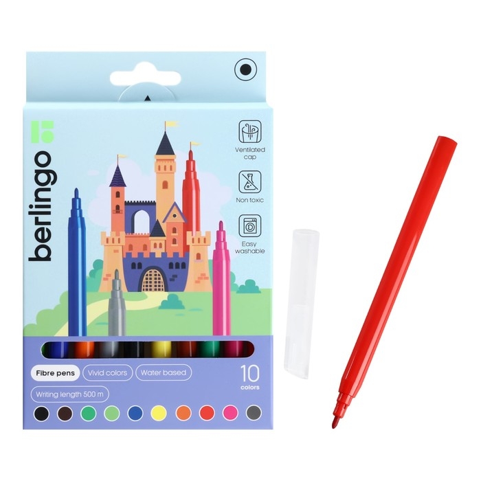 Фломастеры смываемые 10 цветов Фломастеры смываемые 10 цветов "Замки", европодвес