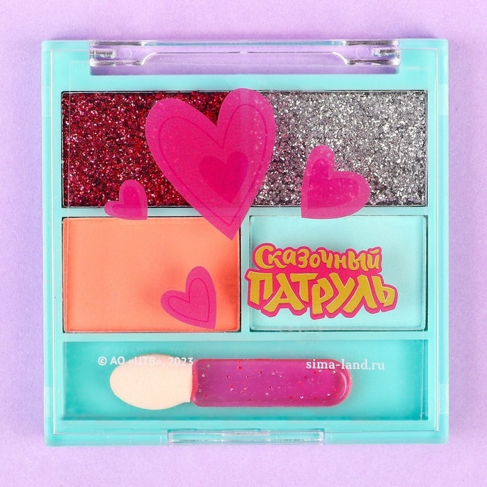 Тени для век детские, 4 цвета Тени для век детские, 4 цвета "Подружки", Сказочный патруль, МИКС