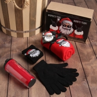 Набор подарочный "Ho-ho" плед, носки, перчатки, термостакан Набор подарочный "Ho-ho" плед, носки, перчатки, термостакан