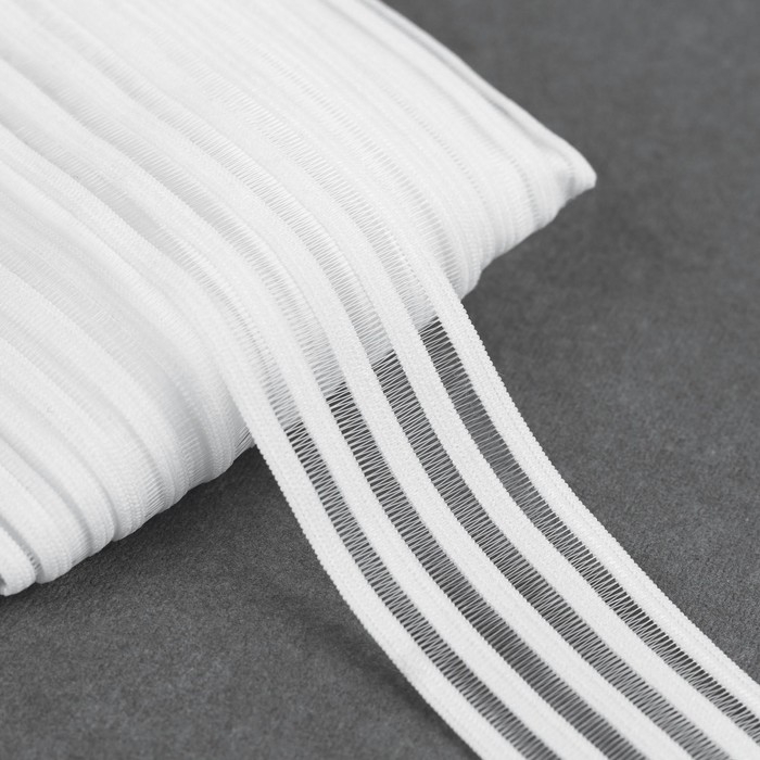 Резинка декоративная с прозрачными вставками, 29 мм, 10 &plusmn; 1 м, цвет белый