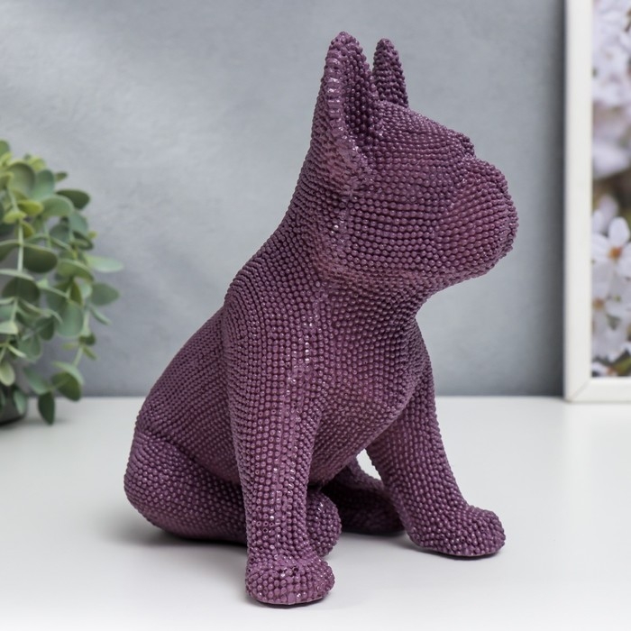 Сувенир полистоун "Французский бульдог фиолет" барашковый сидит 19,5х12х16 см