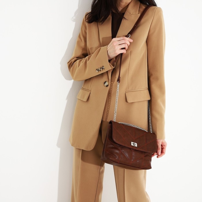 Сумка-мессенджер Сумка-мессенджер "Золотой дождь" на застёжке, цвет коричневый