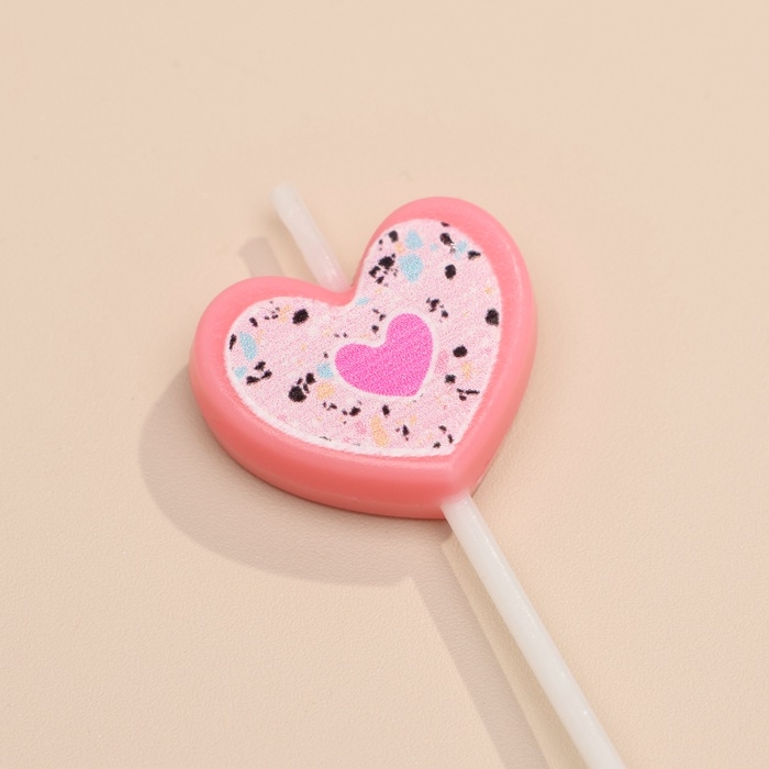 Набор свечей для торта, 5 шт "Сердца", розовый