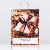 Новый год. Пакет "Посылка", мягкий пластик, 42х32 см.