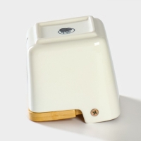 Банка для хранения сыпучих продуктов с ложкой &laquo;Эстет. Овощи&raquo;, 250 мл, с бамбуковой крышкой, фарфоровая, цвет белый