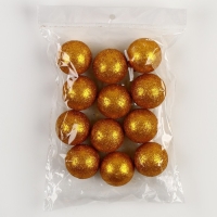 Новый год! Фигурка для поделок и декора &laquo;Шарик&raquo;, набор 12 шт., размер 1 шт. &mdash; 4 см, цвет золотой