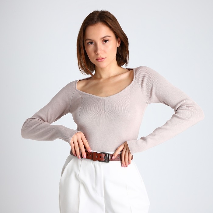 Ремень женский, ширина 3 см, люверсы, пряжка металл, винт, цвет коричневый