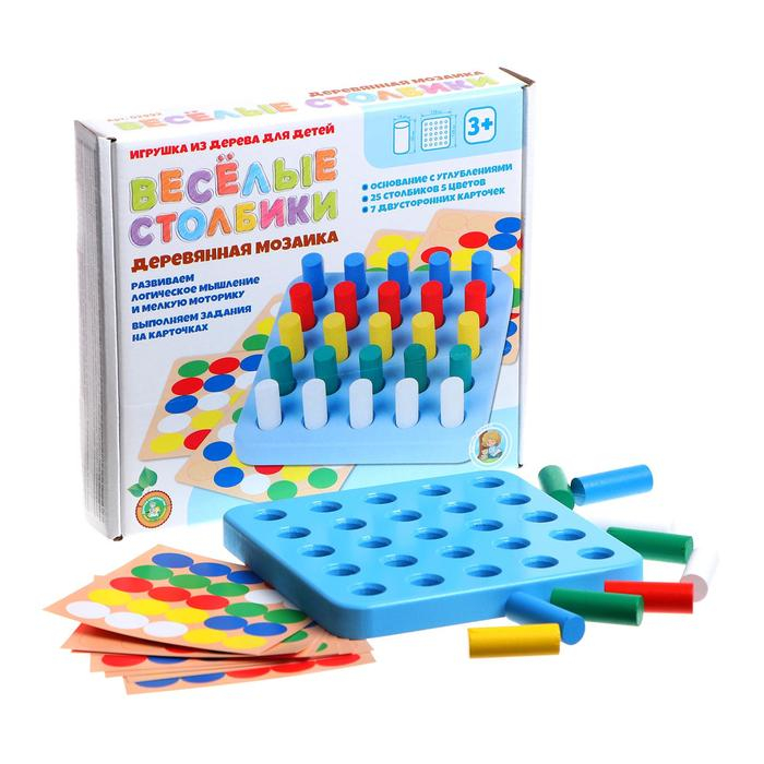 Мозаика деревянная &laquo;Весёлые столбики&raquo; 25 элементов